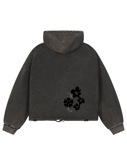 Black Clover Vintage Washed Frayed-Hem Hoodie