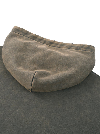 Black Clover Vintage Washed Frayed-Hem Hoodie